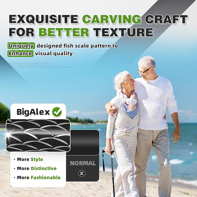 BigAlex Lightweight Collapsible Walking Cane with Soft Comfortable TPR Handle for Seniors and Elderly Adults, Larger Handle for Comfort, Adjustable Support Stick, Portable Travel Aid for Men & Women