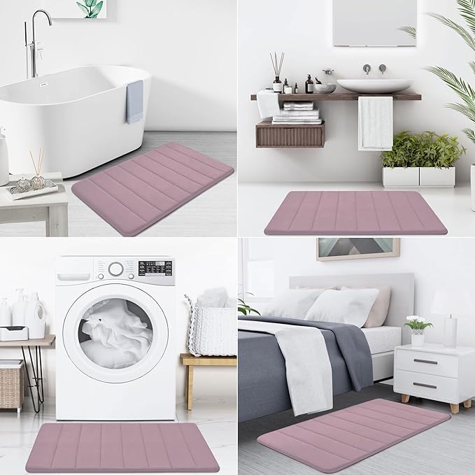 Buganda Memory Foam Bath Mat, 30" x 20", Ultra Soft and Non-Slip Bathroom Rugs, Water Absorbent and Machine Washable Bath Rug for Bathroom, Shower, and Tub, Mauve