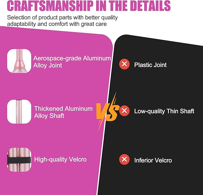 Walking Canes for Women Fashionable with Extended and Thickened Handle. Foldable; Adjustable; Collapsible; Quad Cane for Men for Stability Balance (Basic & Pink)