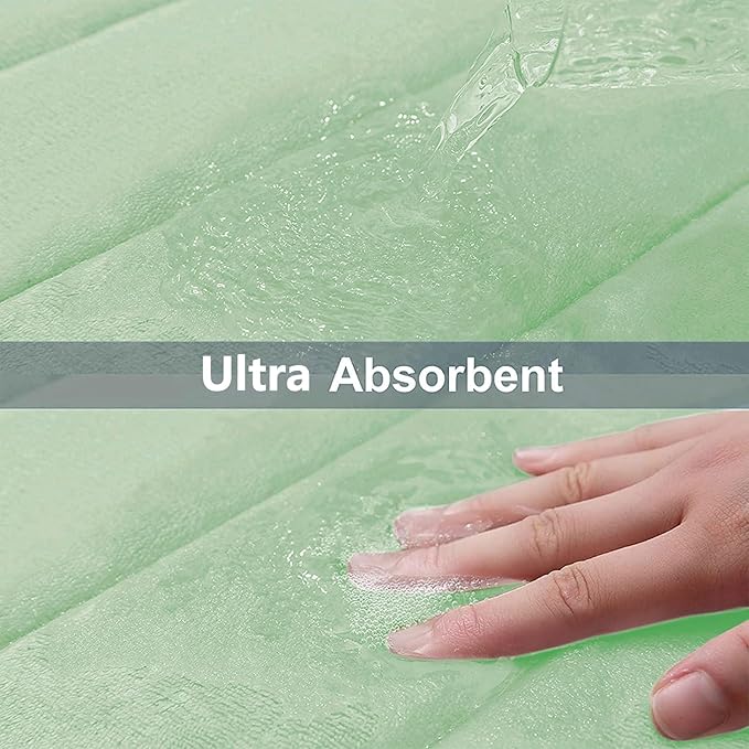 Buganda Memory Foam Bath Mat, 34" x 20", Ultra Soft and Non-Slip Bathroom Rugs, Water Absorbent and Machine Washable Bath Rug for Bathroom, Shower, and Tub, Sage Green