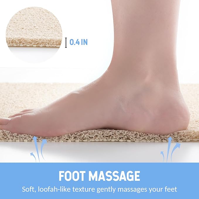 Non-Slip Bathtub Mat, Anti Slip Shower Mat, Fast Drying Bathtub Mats, Foot Scrubber Mat, Anti Slip Mat for Tub, Floor, Bathroom, Kitchen, Home, Hotel (Beige 59"×17.3")