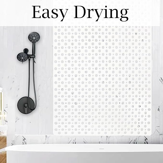 Extra Large Shower Mat Non Slip,47 * 31 Inch Bath Mat for Shower with Big Suction Cups,Oversized TPE Shower Mats for Inside Outside Shower,Perfect for Elderly