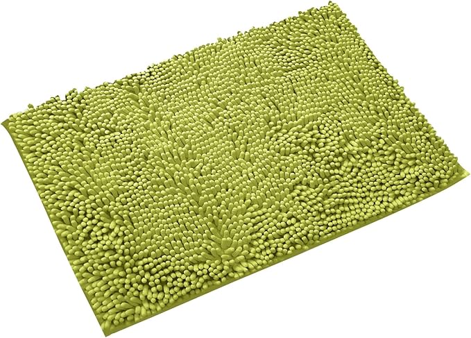 Non-Slip Bath Rug,Extra Soft Microfiber Bedroom Shag Carpet with Anti-Slip Backing,Water/Dust Absorbent Fast Dry Shower Mat,Sound Insulated Stairs Pad,Machine Washable (Lime Green,19 x 31 Inches)