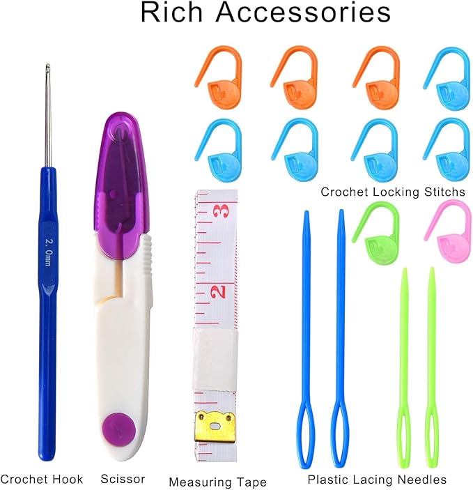 Double Pointed Knitting Needles Set,55 Pcs Carbonized Bamboo Knitting Needles Kit,Short 13cm/5.1in (2.0mm-5.0mm),with Small Tools,Straight Wooden Needles for Beginners,Sock,Handmade Weave DIY Lover