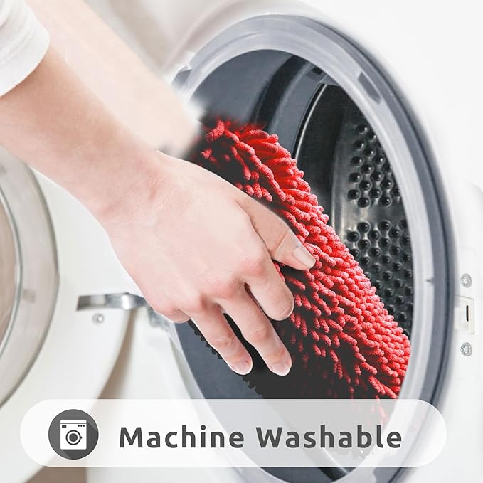 Non-Slip Bath Rug,Extra Soft Microfiber Bedroom Shag Carpet with Anti-Slip Backing,Water/Dust Absorbent Fast Dry Shower Mat,Sound Insulated Stairs Pad,Machine Washable (Red,19 x 31 Inches)