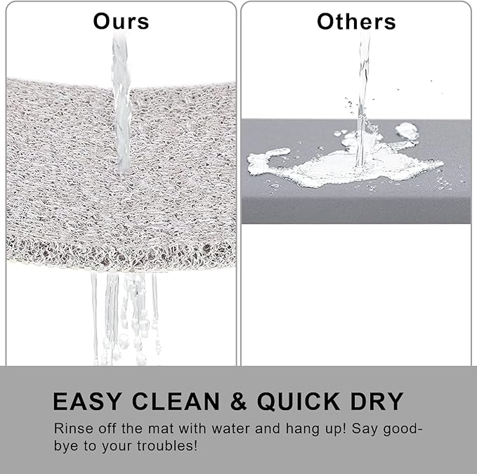 Nonslip Bathtub Mat, Anti Slip Bath Mat 0.6" Extra Thick, Quick Dry Bath Tub Anti Slip Shower Mat, Loofah Non-Slip Bath Mat for Tub Bathroom Pool Kitchen Entryway Home Hotel(Light Gray 16x27)