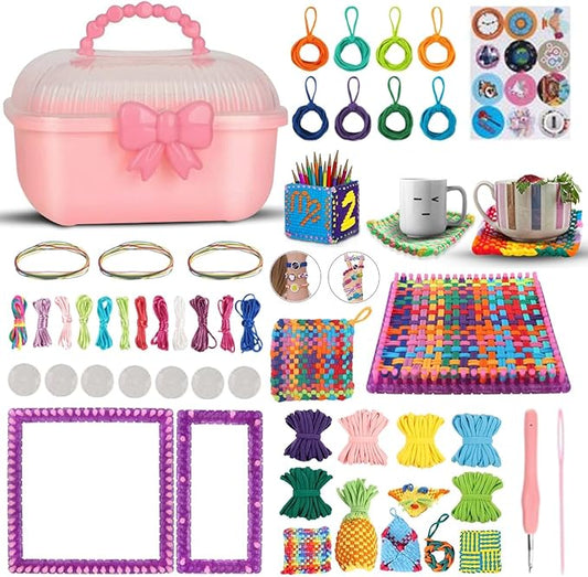 Weaving Loom Kit for Kids – DIY Rainbow Loom & Bracelet Maker Set with Storage Case – Friendly Loom with Colorful Loom Loops, Frames & Tools – Ideal Knitting Loom Craft Gift for Girls & Boys Ages 6-12