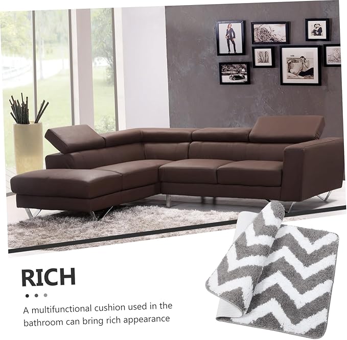 Non-Slip Polyester Absorbent Floor Mat for Bathroom Entryway Home Anti-Skid Foot Pad Rug with Water Absorption Safe for Elderly and Wave Gray