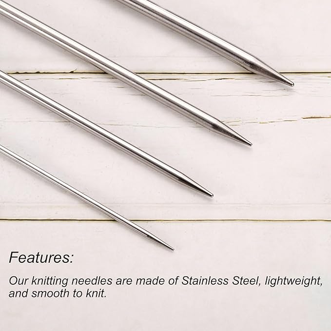 uxcell 5Pcs Knitting Needle 4.5mm Diameter 5.9 Inches Length Stainless Steel Double Pointed Sweater Stitching Needles for Handmade Projects DIY Knitting