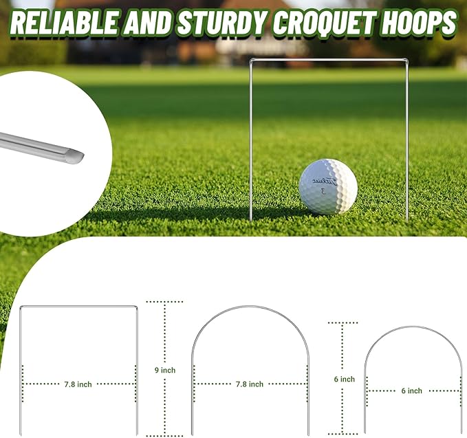 Set of 10 Croquet Wickets Replacement for Croquet Metal Hoops with Galvanized and Plastic Coating for Family Lawn Backyard Outdoor Game (U Shape)