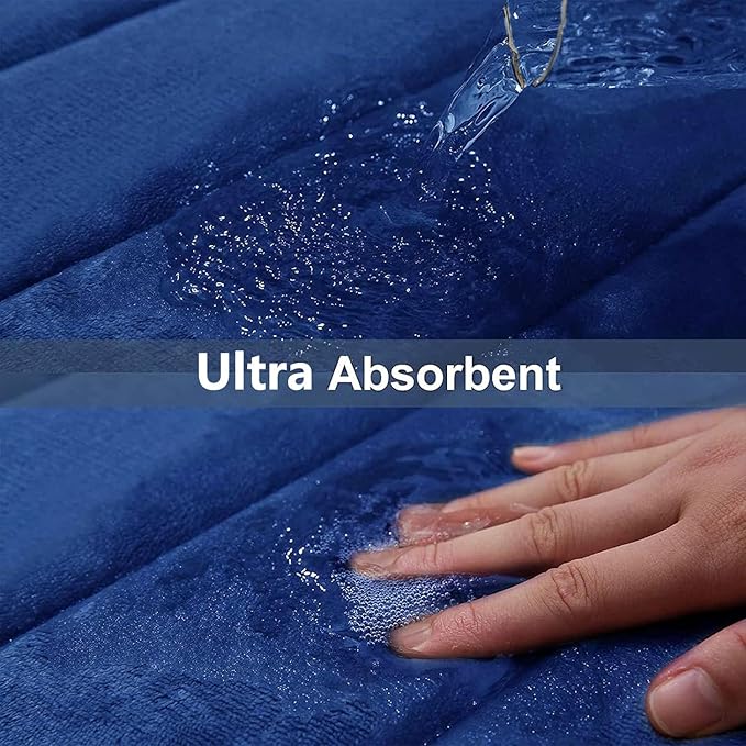 Buganda Memory Foam Bath Mat, 59" x 20", Ultra Soft and Non-Slip Bathroom Rugs, Water Absorbent and Machine Washable Bath Rug Runner for Bathroom, Shower, and Tub, Navy Blue