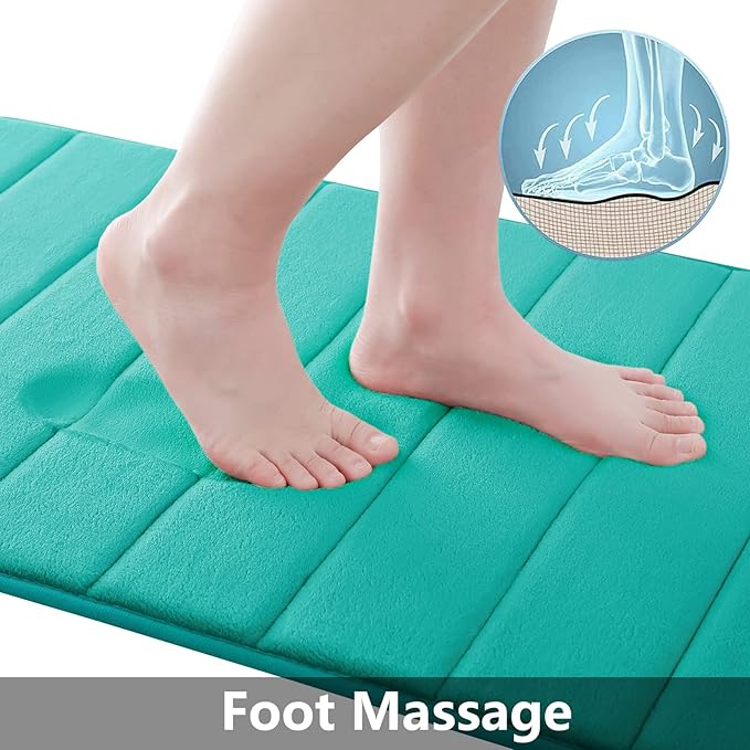 Buganda Memory Foam Bath Mat, 47" x 24", Ultra Soft and Non-Slip Bathroom Rugs, Water Absorbent and Machine Washable Bath Rug Runner for Bathroom, Shower, and Tub, Teal