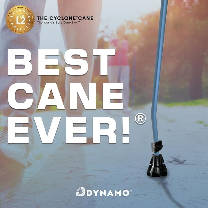 Dynamo Cyclone Cane - Maximum Grip for Every Step. Designed for All-Day Comfort. Built to Keep You Steady and Safe. Stability You can Trust, Anywhere You go. (Blue)