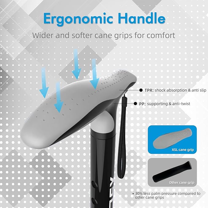 XSL Walking Cane - Foldable, Adjustable, Collapsible Walking Canes for Men & Women, Heavy Duty All Terrain Tip, with Travel Bag | Portable Walking Sticks for Seniors & Adults