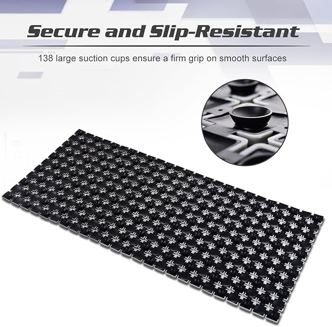 Extra Long Shower Stall Mat Non Slip Bathtub Bath Mats with Suction Cups and Drain Holes- 34 X 15.4 Inch (Gradient Gray)