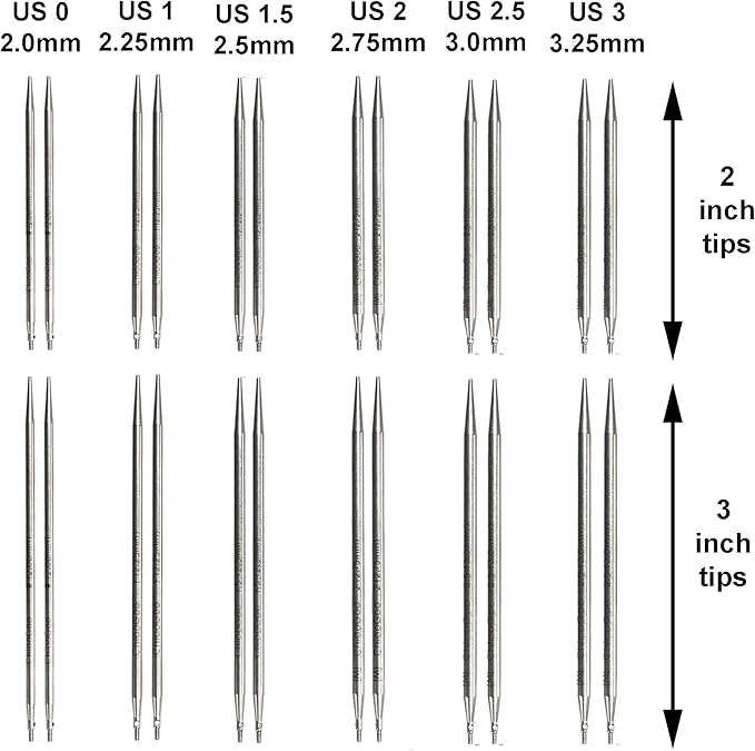 ChiaoGoo Twist Red Lace Shorties 2 & 3-Inch Small Red 7230-M Interchangeable Knitting Needle Set, 12-Pair Sizes US 0, 1, 1.5, 2, 2.5, 3, Stainless Steel, 3 Cords with 1 Project Bag