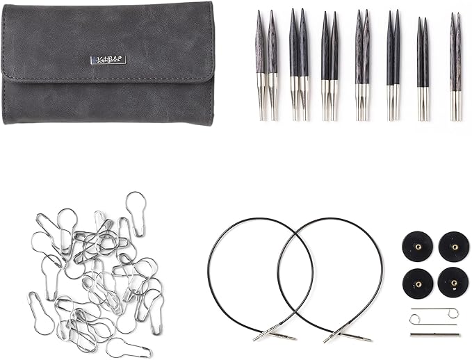 Knit Picks Options Wood Short Interchangeable Knitting Needle Set with Case and Stitch Markers (Clark Short)