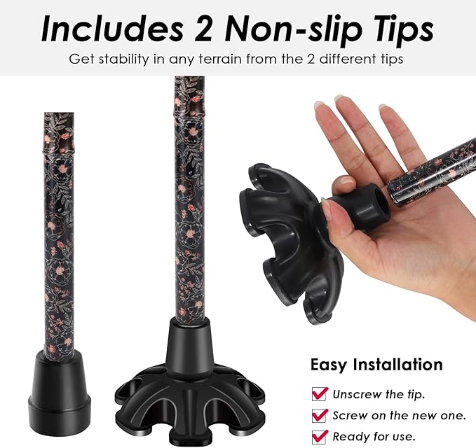 Walking Cane PANZHENG Cane for Man/Woman | Mobility & Daily Living Aids | 5-Level Height Adjustable Walking Stick | Comfortable Plastic T-Handle Portable Walking Stick Folding Cane