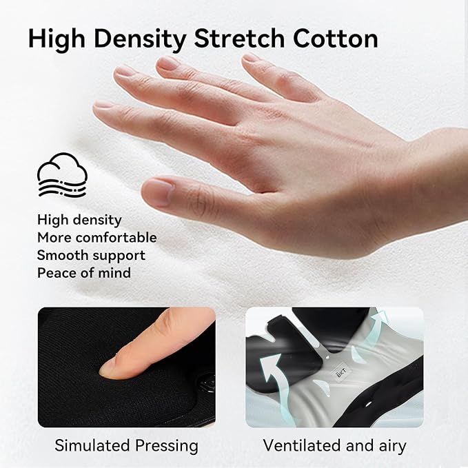 BKT Lumbar Support Seat Cushions Ergonomic Office Chair for Students Office Workers Nursing Mothers Long Sitting Outdoor Fishing Floor Chair (L-Black)