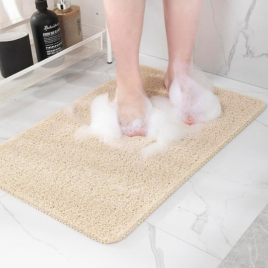 Non-Slip Bathtub Mat, Anti Slip Shower Mat, Fast Drying Bathtub Mats, Foot Scrubber Mat, Anti Slip Mat for Tub, Floor, Bathroom, Kitchen, Home, Hotel (Beige 47"×16")