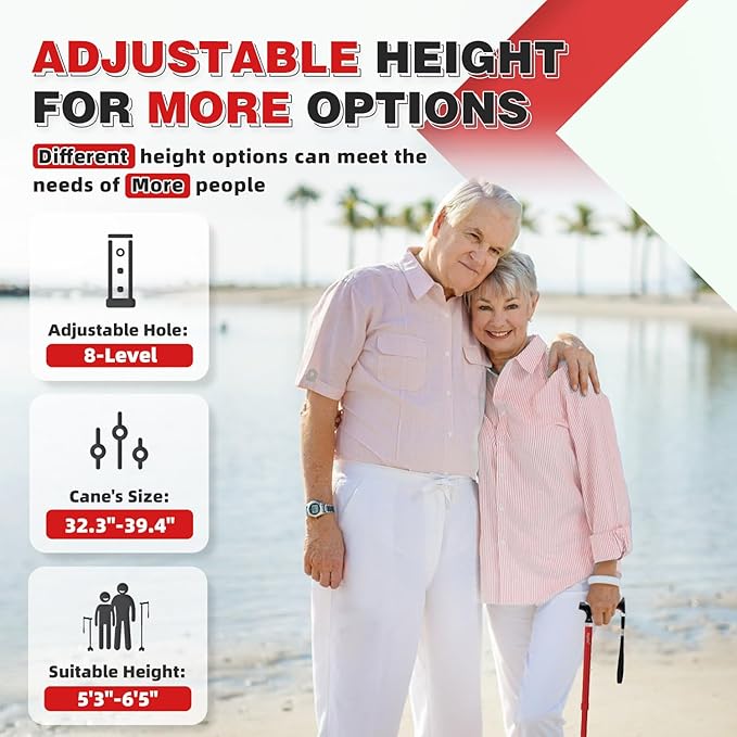BigAlex Lightweight Collapsible Walking Cane with Soft Comfortable TPR Handle for Seniors and Elderly Adults, Larger Handle for Comfort, Adjustable Support Stick, Portable Travel Aid for Men & Women