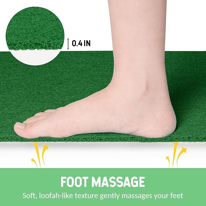 Non-Slip Bathtub Mat, 2 Pack Anti Slip Shower Mat, Fast Drying Bathtub Mats, Foot Scrubber Mat, Anti Slip Mat for Tub, Floor, Bathroom, Kitchen, Home, Hotel (Dark Green 24"×16"+24"×16")