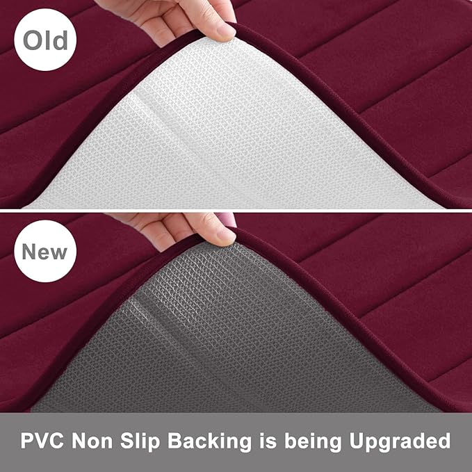 Buganda Memory Foam Bath Mat, 59" x 20", Ultra Soft and Non-Slip Bathroom Rugs, Water Absorbent and Machine Washable Bath Rug Runner for Bathroom, Shower, and Tub, Burgundy