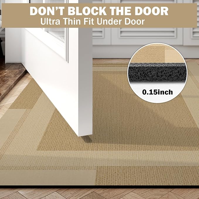 Extra Long Non Slip Bathroom Runner Bath Mat, Rubber Backing Ultra Thin Bath Rug Fit Under Door Quick Dry Super Absorbent Washable Shower Mat for Bathroom Floor Bathtub Sink, Brown 17"x47"