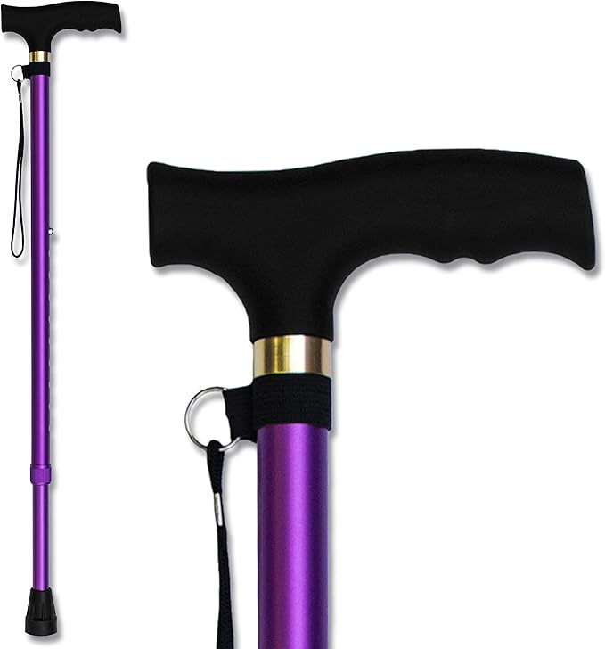 RMS Walking Cane - Adjustable Walking Stick - Lightweight Aluminum Offset Cane with Ergonomic Handle and Wrist Strap - Ideal Daily Living Aid for Limited Mobility