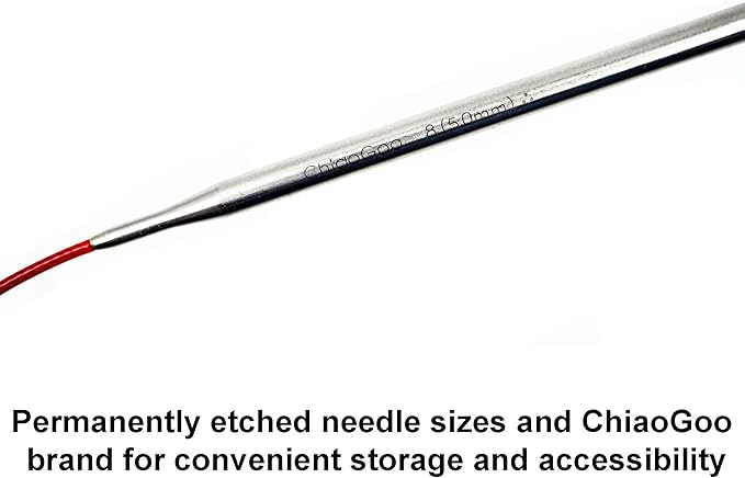 ChiaoGoo Red Lace 40 inch (102cm) Circular Knitting Needles US Size 1.5 (2.5mm) Stainless Steel 7040-1.5 with Stitch Holder