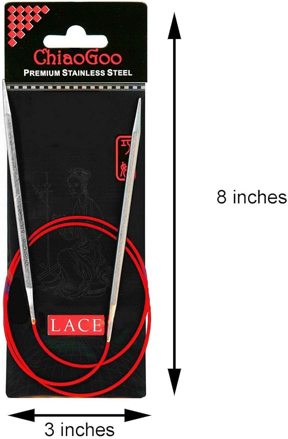 ChiaoGoo Red Lace 24 inch (61cm) Circular Knitting Needles US Size 1.5 (2.5mm) Stainless Steel 7024-1.5 with Stitch Holder