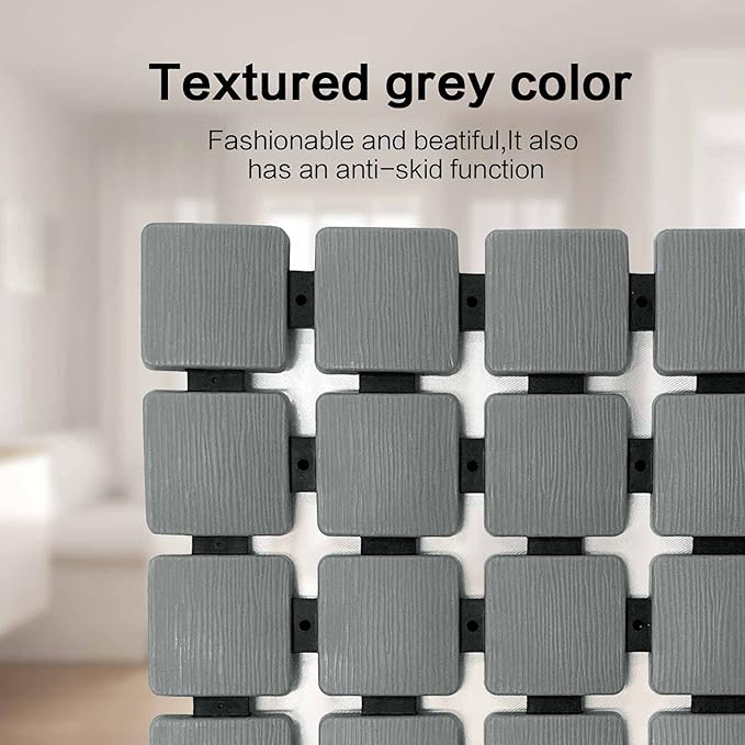 Shower Mat Non Slip Bathtub Mat with Suction Cups and Drain Holes Bath mat for tub 33.4 x 15.7 Inch Large Size