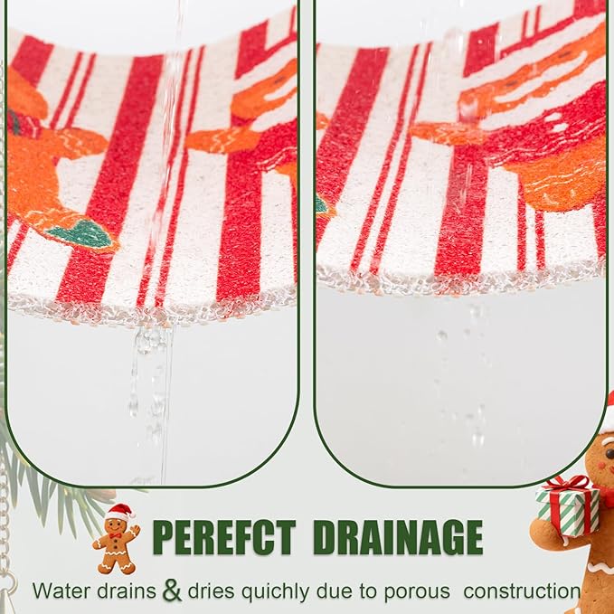 Christmas Non-Slip Bathtub Mat, Anti Slip Shower Mat, Fast Drying Bathtub Mats, Foot Scrubber Mat, Anti Slip Mat for Tub, Floor, Bathroom, Kitchen, Home, Hotel (Gingerbread Santa, 24"x16")