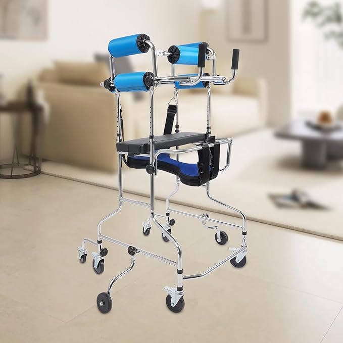Adult Standing Walker for Seniors, Mobility Aid with Adjustable Height & Width, 8 Wheels with Brakes for Home Use, Ideal for Elderly and Post-Surgery Patients