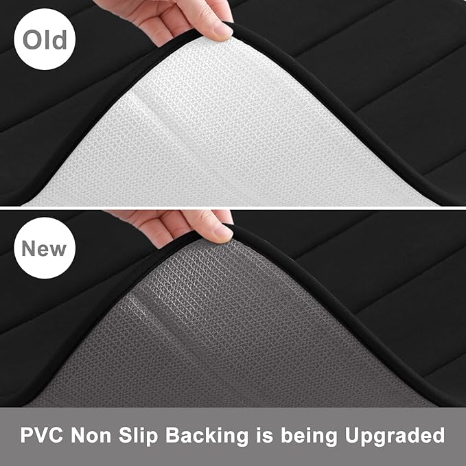 Buganda Memory Foam U-Shaped Contour Toilet Rugs, Non Slip Absorbent, Thick Soft Washable Bathroom Mat, Floor Carpet Bath Rugs Mat for Toilet Base (20" x 20", Black)