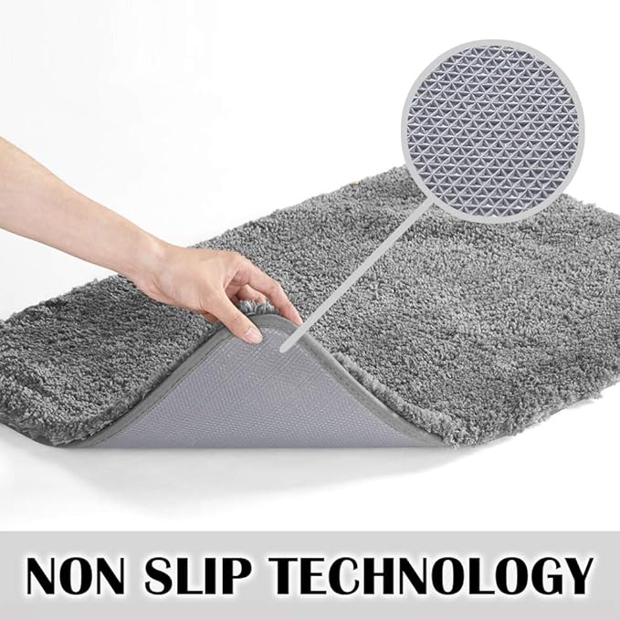 Suchtale Large Extra Soft and Absorbent Shaggy Bath Mat (24 x 40, Dark Grey) Machine Washable Microfiber Non Slip Bath Mat for Bathroom Floor