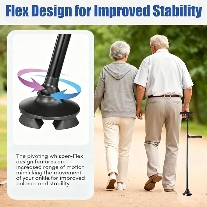 CaneHero Walking Cane, Cane Hero Walking Stick for Men & Women Smart Cane with LED Light & Emergency Alarm, Adjustable, Foldable, Lightweight with Non-Slip Base for Seniors, Support & Safety
