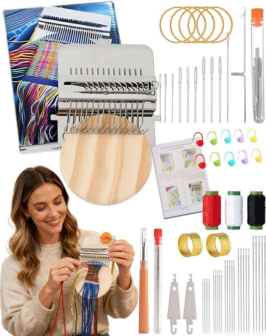 Patch Maker 2.0 Kit, 2026 Upgrade 64PCS Kit Beginner-Friendly with Guide Works on Any Fabric Repair Hole Darning Loom, 12/14/28 Pin Beech Hardwood Loom Knitting Kit for Repair Sewing DIY (Raw14Pin)