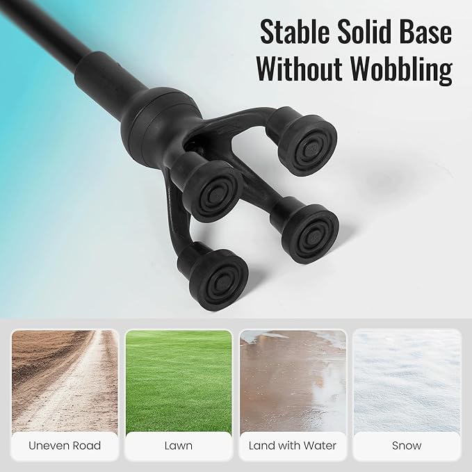 Careboda Foldable Walking Cane, Walking Cane with Adjustable Height, Folding Cane with T-Handle, Free Standing Cane for Seniors & Adults, Mobility and Daily Living Aids, Supports up to 300 lbs, Black