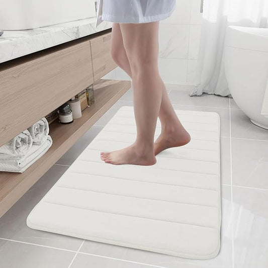 Buganda Memory Foam Bath Mat, 44" x 24", Ultra Soft and Non-Slip Bathroom Rugs, Water Absorbent and Machine Washable Bath Rug Runner for Bathroom, Shower, and Tub, Ivory