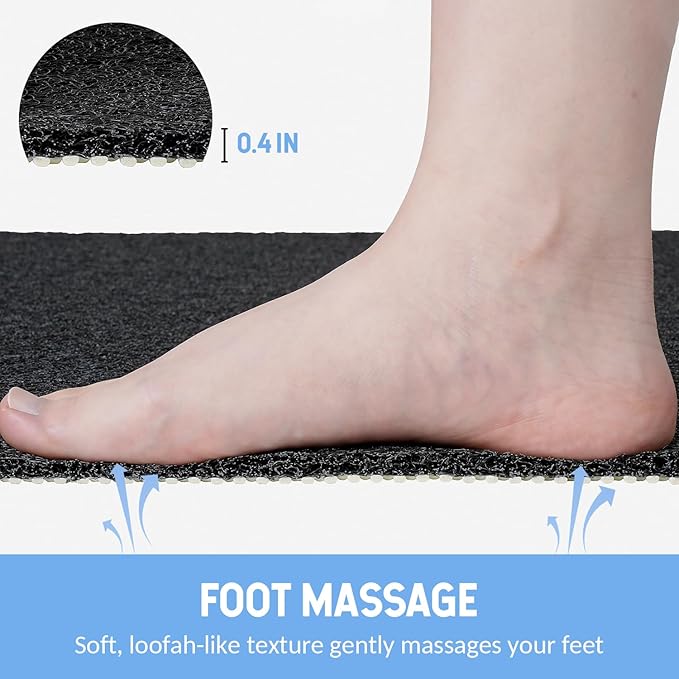 Non-Slip Bathtub Mat, Anti Slip Shower Mat, Fast Drying Bathtub Mats, Foot Scrubber Mat, Anti Slip Mat for Tub, Floor, Bathroom, Kitchen, Home, Hotel (Black 24"×16")