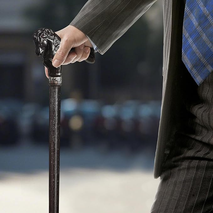 Wood Walking Cane, Elegant Hand-Carved Horse Head Wooden Walking Cane for Men and Women, Handmade Stylish Canes for Seniors, Light Stable High-end Canes Suitable for Gift Giving