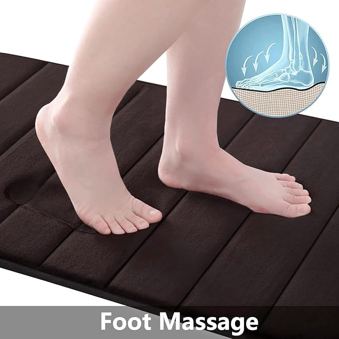 Buganda Memory Foam Bath Mat, 60" x 24", Ultra Soft and Non-Slip Bathroom Rugs, Water Absorbent and Machine Washable Bath Rug Runner for Bathroom, Shower, and Tub, Brown