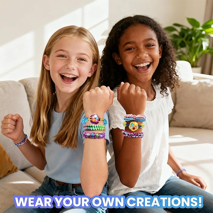 DDAI Friendship Bracelet Making Kits Crafts - Arts & Crafts for Kids Ages 8–12 - Birthday Gifts for 7 9 10 11 12 Years Old Girls Toys, String Bracelet Maker Loom Box for Kids, DIY Gem Stickers