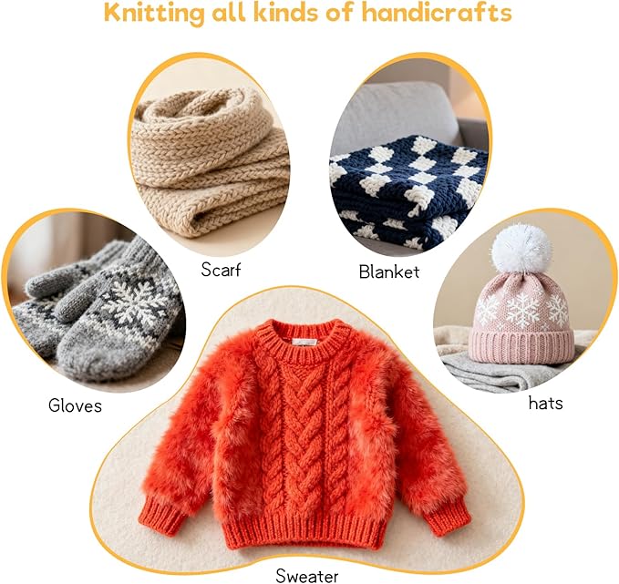 Weabetfu Knitting Needles Set with Bamboo Circular Knitting Needle 13 Pair Interchangeable Knitting Needles and Cables, Accessories and Case Perfect for Beginner, DIY Crafts