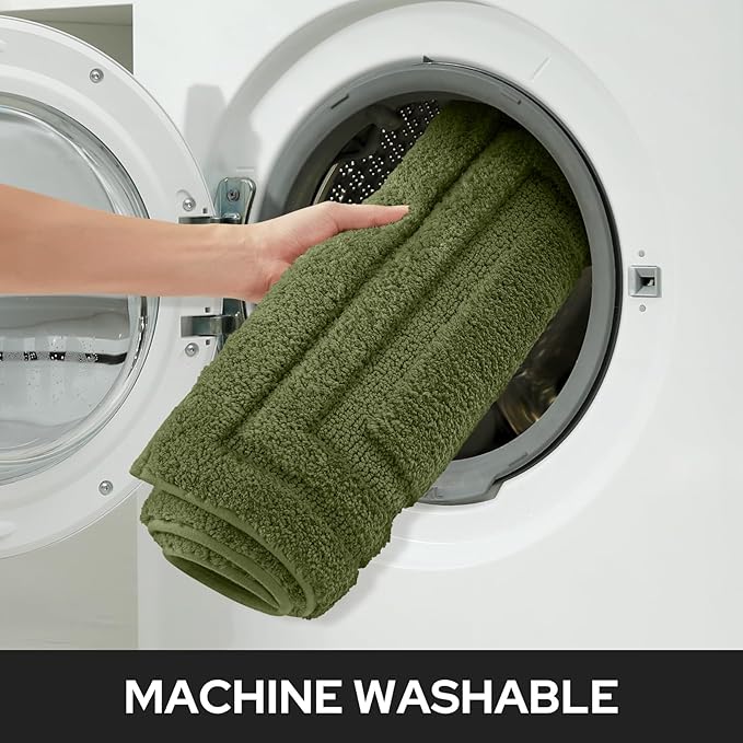 HOMEIDEAS Bathroom Rugs Sets 2 Piece, Super Soft and Absorbent Non Slip Microfiber Machine Washable Bath Mat Set (20" x 32" + 16" x 24", Sage Green)