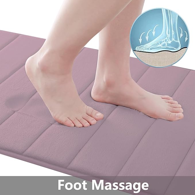 Buganda Memory Foam Bath Mat, 35.4" x 24", Ultra Soft and Non-Slip Bathroom Rugs, Water Absorbent and Machine Washable Bath Rug Runner for Bathroom, Shower, and Tub, Mauve