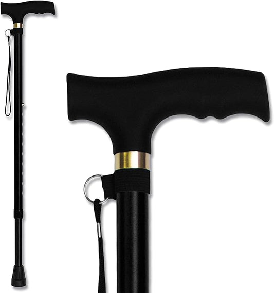 RMS Walking Cane - Adjustable Walking Stick - Lightweight Aluminum Offset Cane with Ergonomic Handle and Wrist Strap - Ideal Daily Living Aid for Limited Mobility