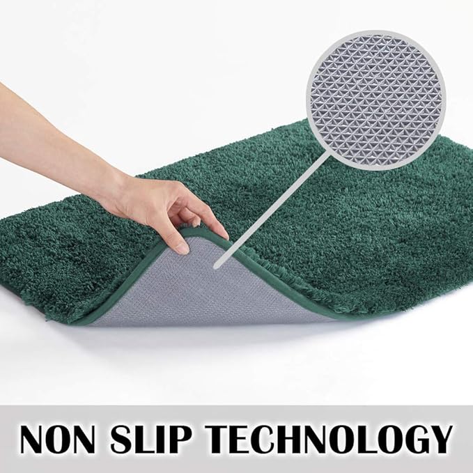 Suchtale Large Bathroom Rug Extra Soft and Absorbent Shaggy Bathroom Mat (24 x 40, Hunter Green) Machine Washable Microfiber Bath Mat for Bathroom, Non Slip Bath Mat, Bathroom Floor Mats Rubber Back