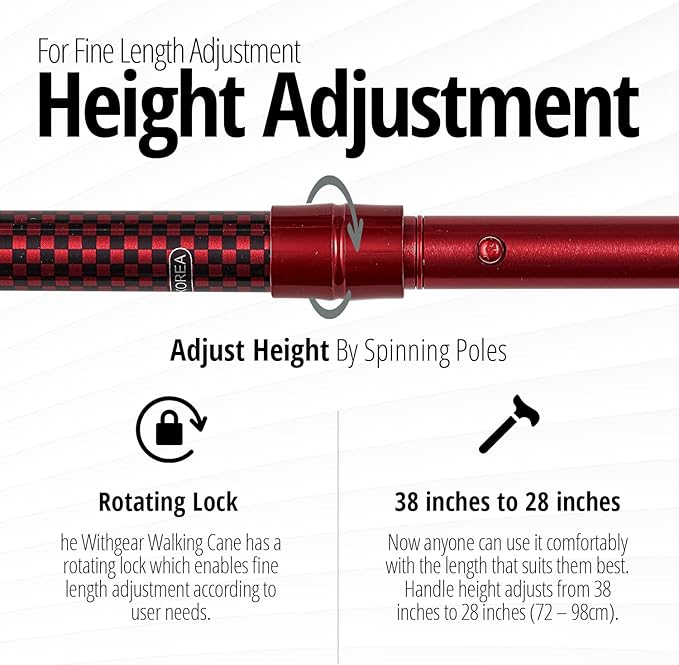 Ergo Walking Cane for Men & Women - Adjustable Foldable Walking Stick (Right-Handed Black Cane)